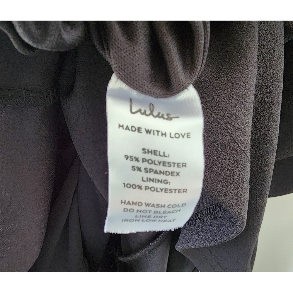 Lulus Black Square Neck Mermaid Flounce Hem Midi Dress XL Sleeveless V-Back - Picture 7 of 7